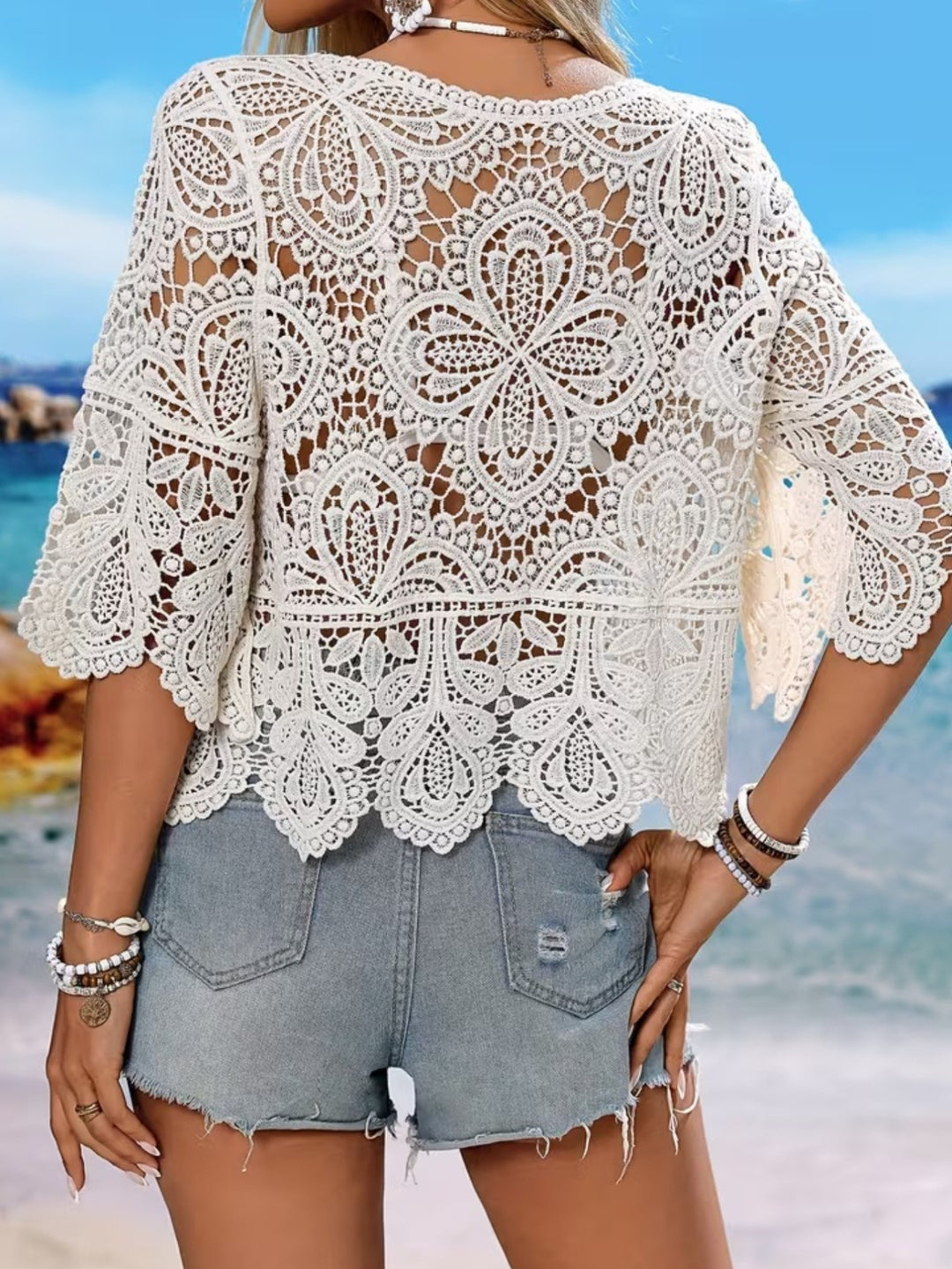The Floral Hollow Lace Blouse