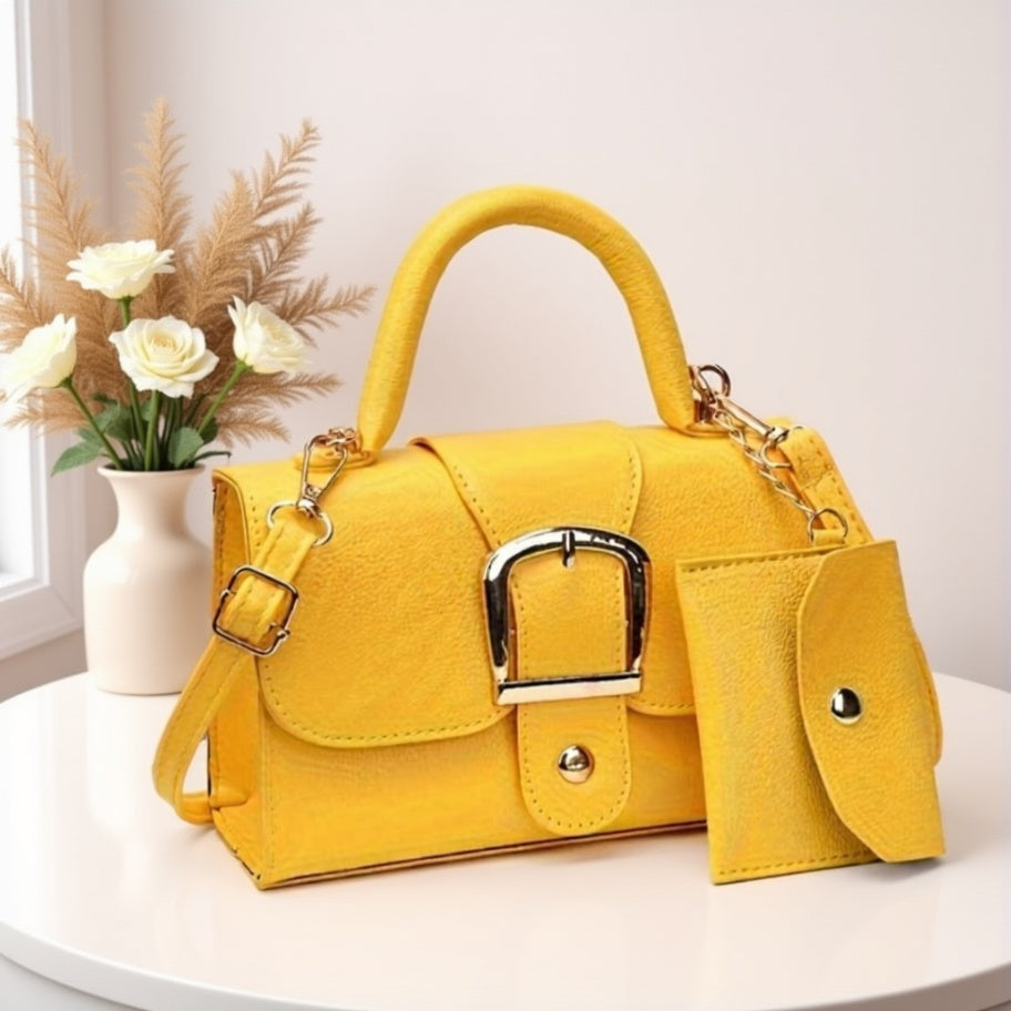 Golden Accent Buckle Bag