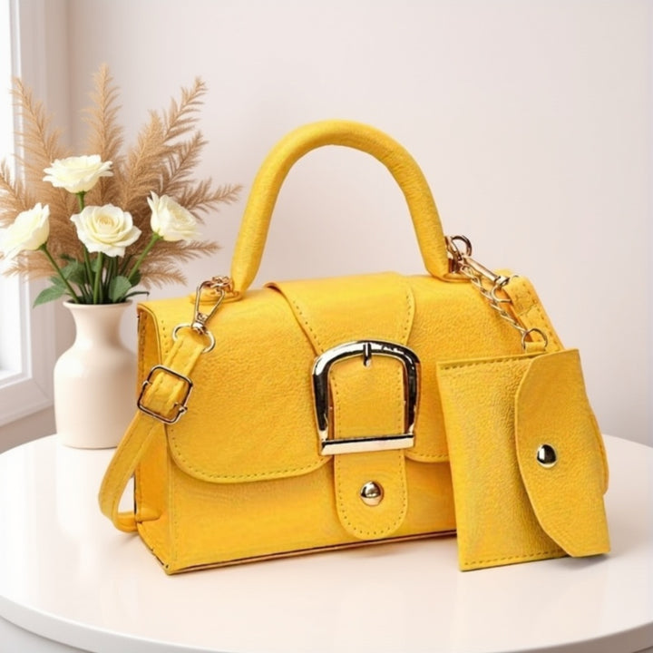 Golden Accent Buckle Bag