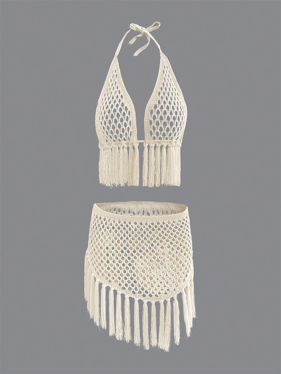 The Lace-Up Halter & Fringe Skirt Set