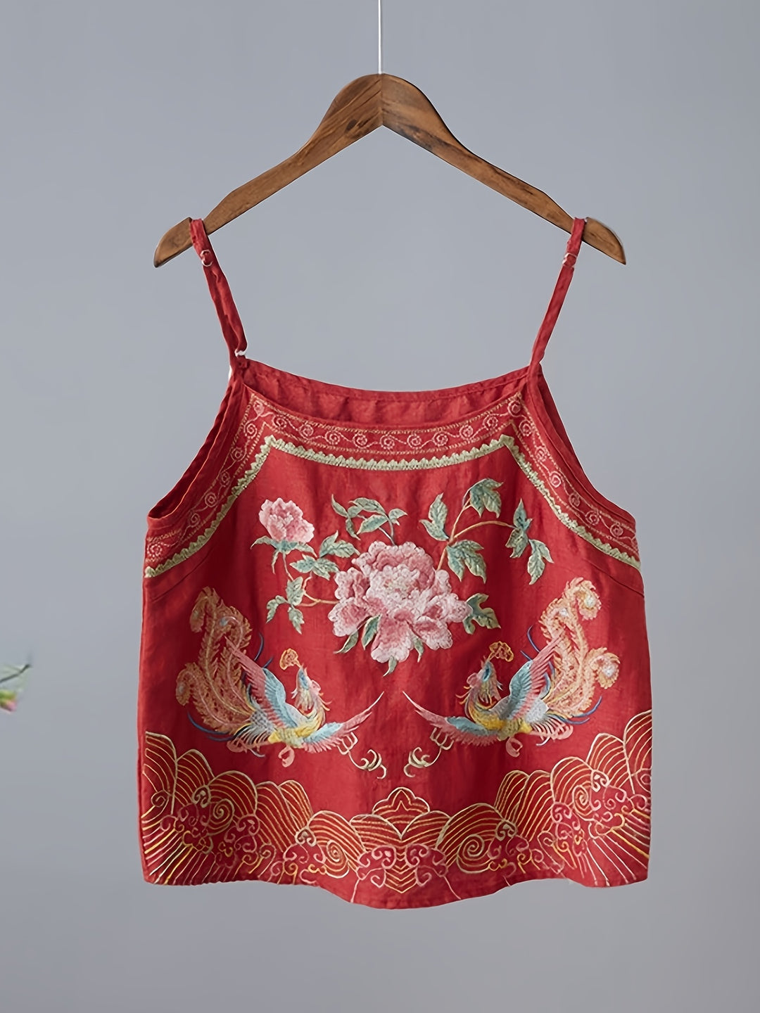 Retro Embroidered Cami — Vintage Floral Tank Top