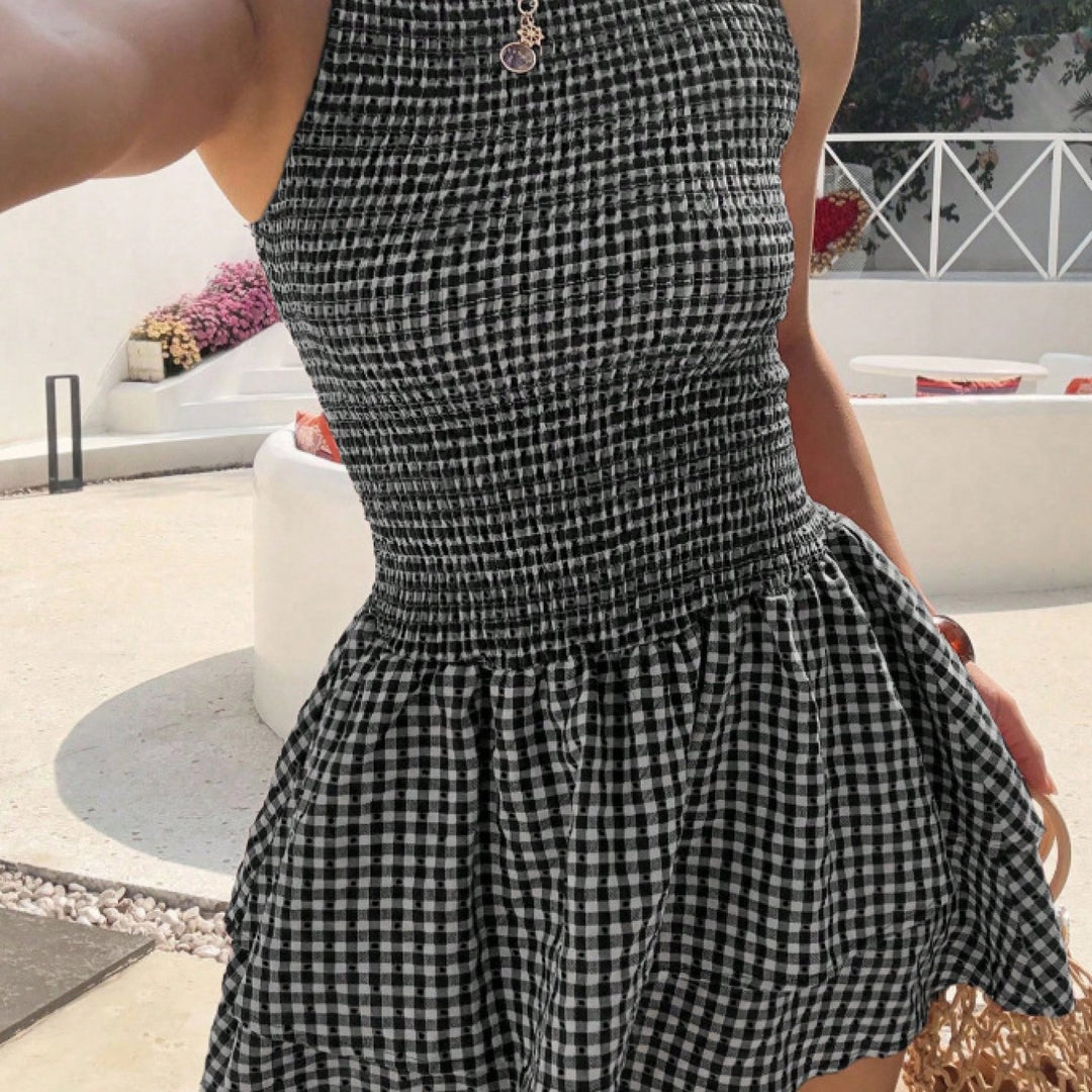 The Checkered Puff Dress