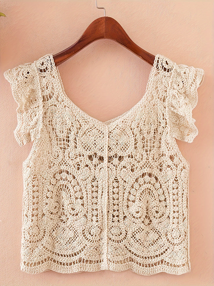The Ruffle Button Crochet Cardigan