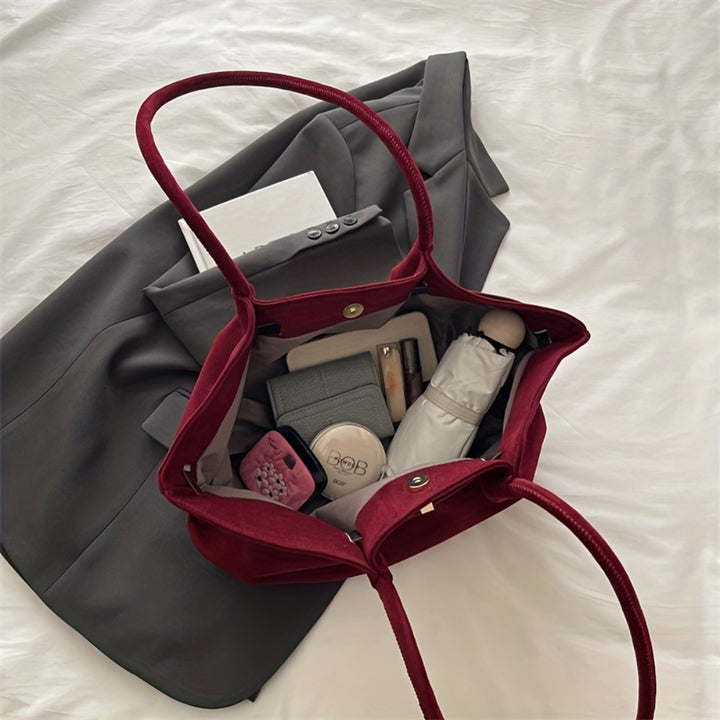 Aurora Suede-Velvet Shoulder Bag – Stylish & Multi-Pocket