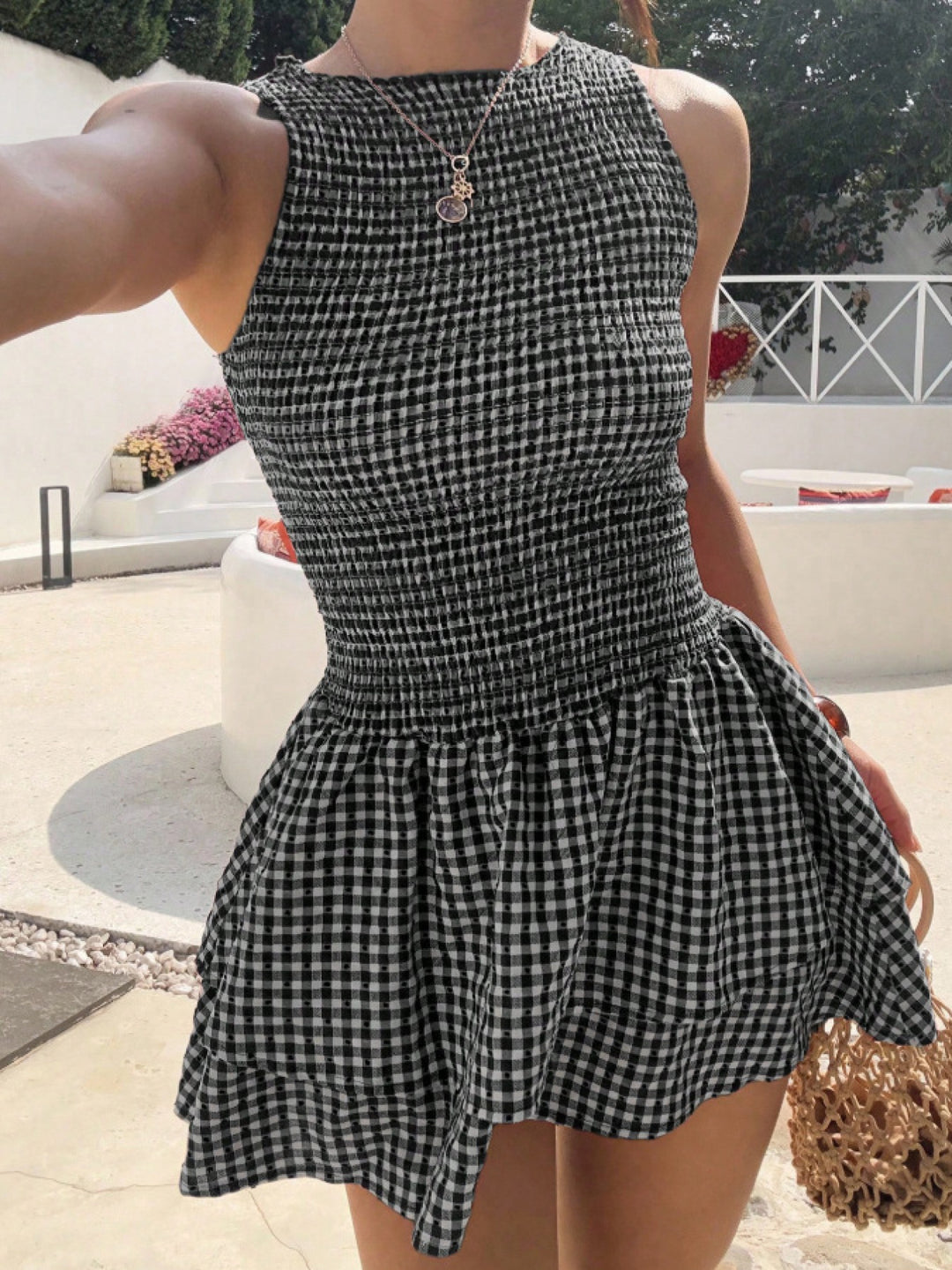 The Checkered Puff Dress