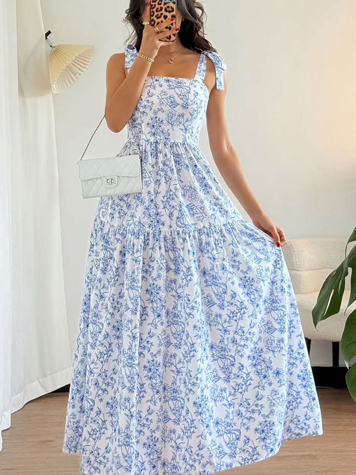Floral Print Vacation Dress — Light Blue Summer Dress