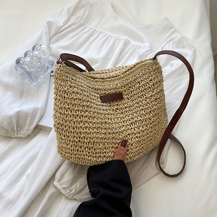 The Sienna Woven Crossbody — Handmade Crescent Bag