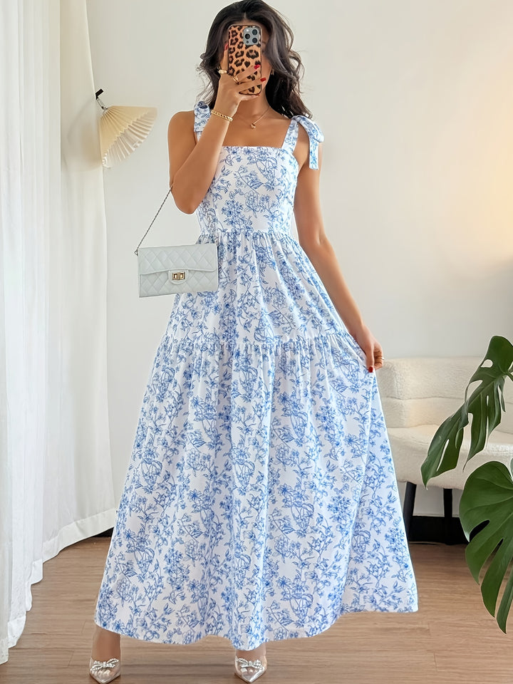 Floral Print Vacation Dress — Light Blue Summer Dress
