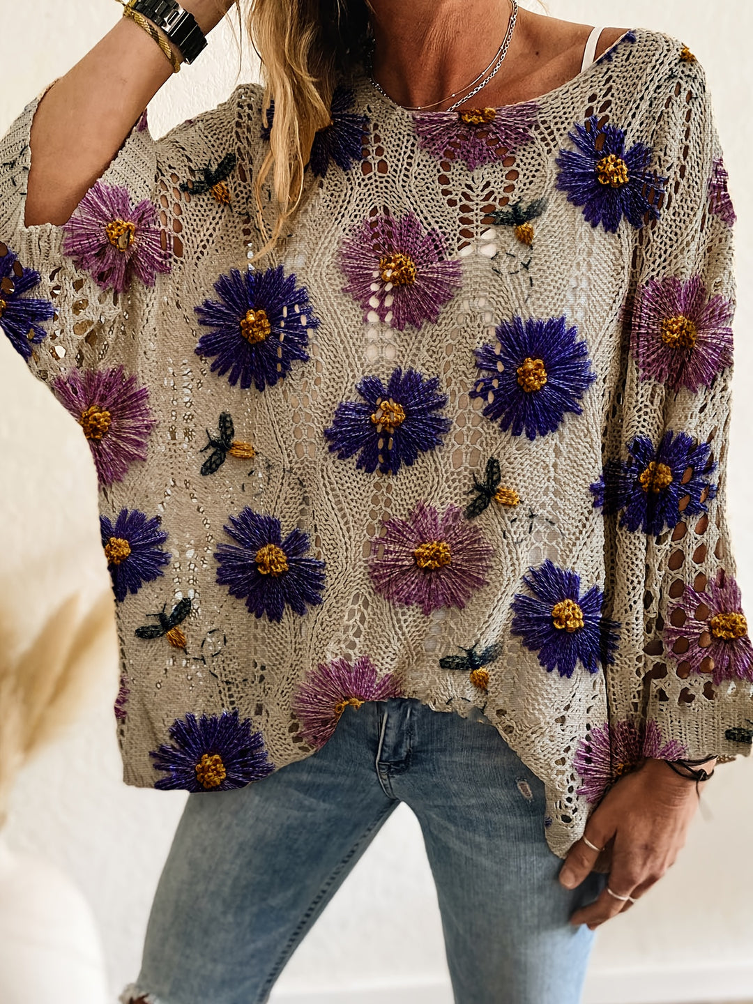 The Rhombus Batwing Floral Cover-Up