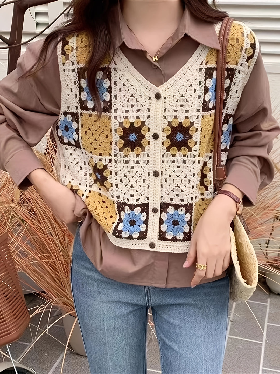 The Embroidered V-Neck Folk Vest