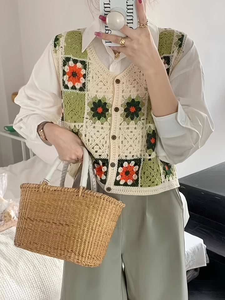 The Embroidered V-Neck Folk Vest