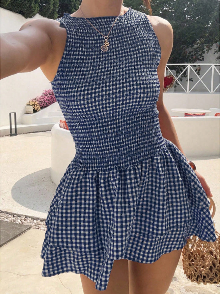 The Checkered Puff Dress