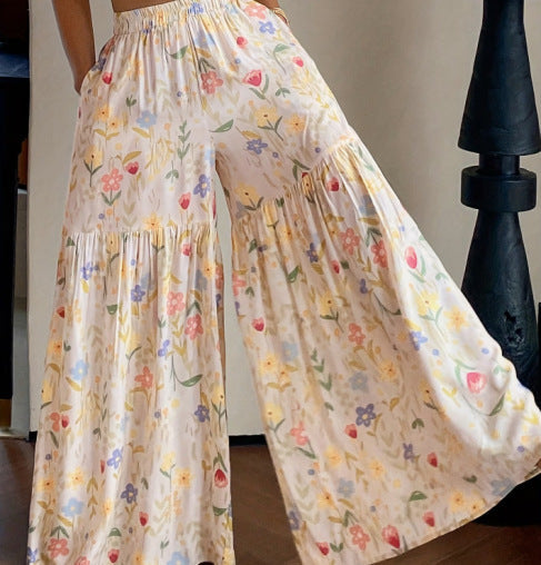 The Lunara Wide-Leg Trousers — Floral Everyday Essential