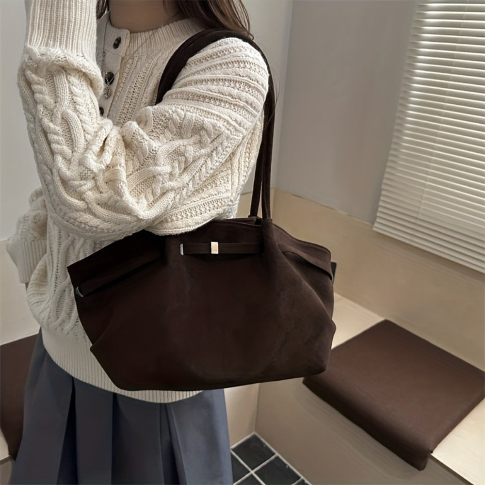 Aurora Suede-Velvet Shoulder Bag – Stylish & Multi-Pocket