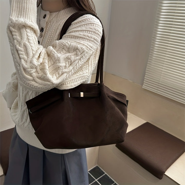 Aurora Suede-Velvet Shoulder Bag – Stylish & Multi-Pocket