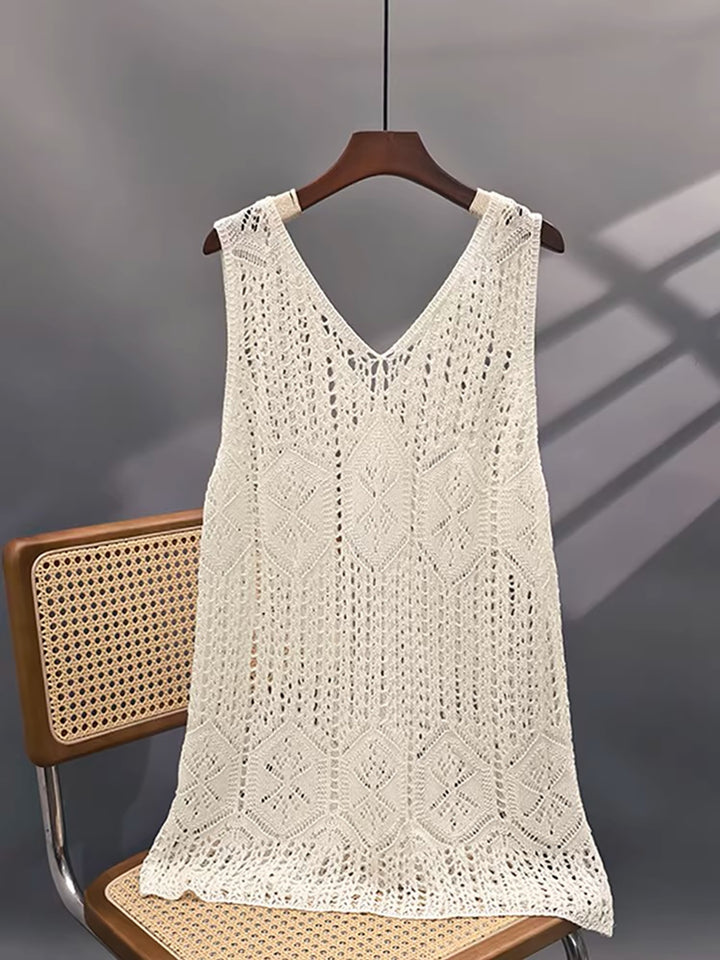 The V-Neck Hollow Side-Slit Vest