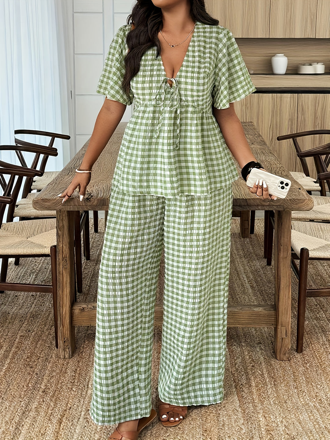 The Checkered Tie Top
